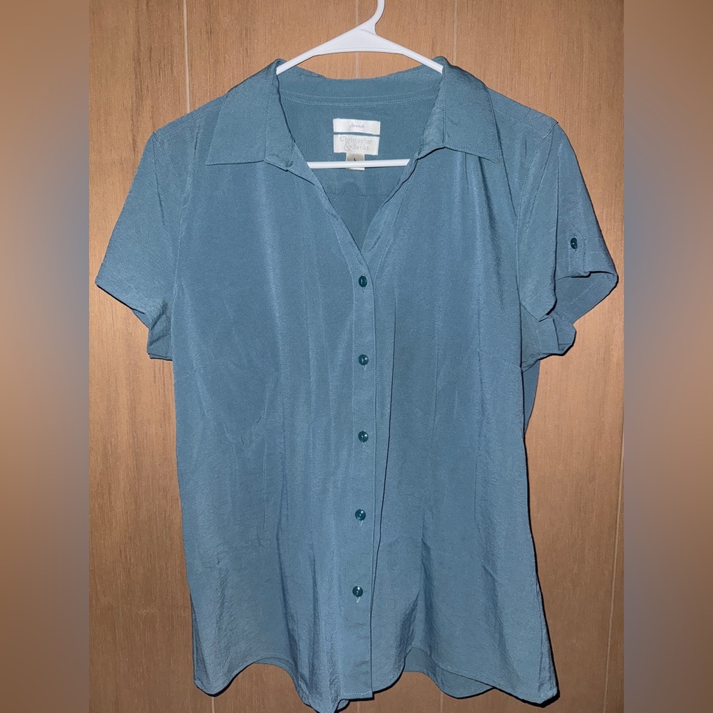 Christopher & Banks Teal Button-Down Shirt